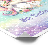 Radiant Rainbow Unicorn Verjaardag Welkom Teken Poster (Hoek)