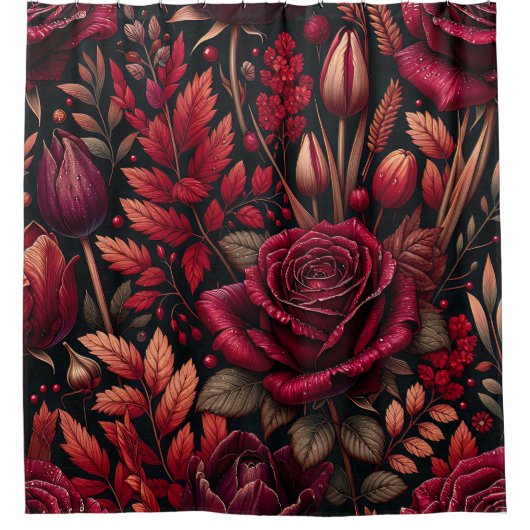 "Radiant Raindrop Herfst Foliage Floral Art" Douchegordijn (Voorkant)