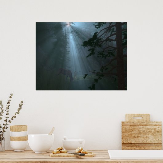 Radiant Rays (blauw) Poster (Keuken)