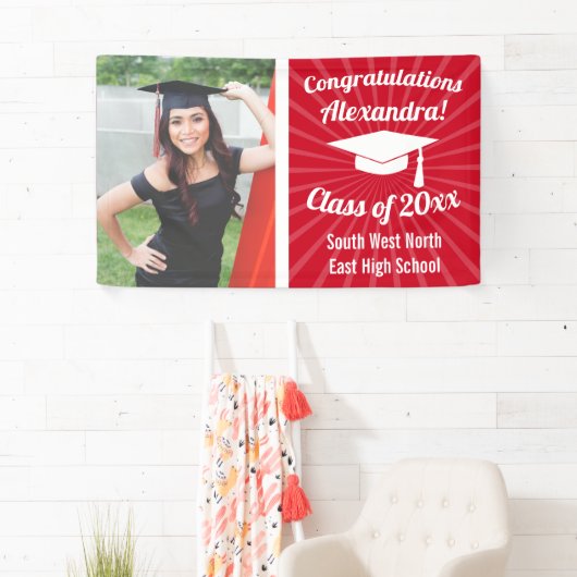 Radiant Red Custom Photo Afstuderen Banner (Insitu)