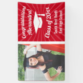 Radiant Red Custom Photo Afstuderen Banner (Verticaal)