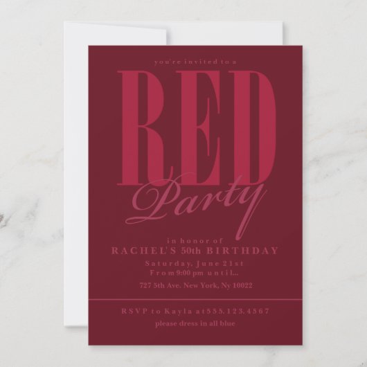 Radiant Red Party-uitnodigingen Kaart (Voorkant)