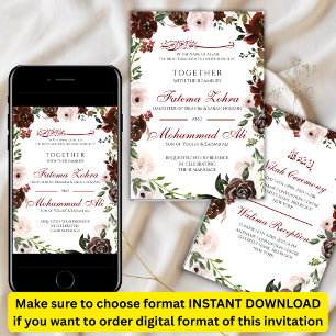 Radiant Red Rose Moslim bruiloft Nikah Kaart