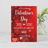 Radiant Red Valentijnsdag Night Out Uitnodiging (Staand voorkant)