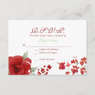 Radiant Red Waterverf Roos Response Kaarten RSVP Kaartje