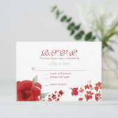 Radiant Red Waterverf Roos Response Kaarten RSVP Kaartje (Staand voorkant)