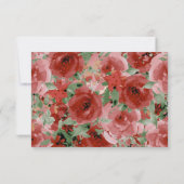 Radiant Red Waterverf Roos Response Kaarten RSVP Kaartje (Achterkant)