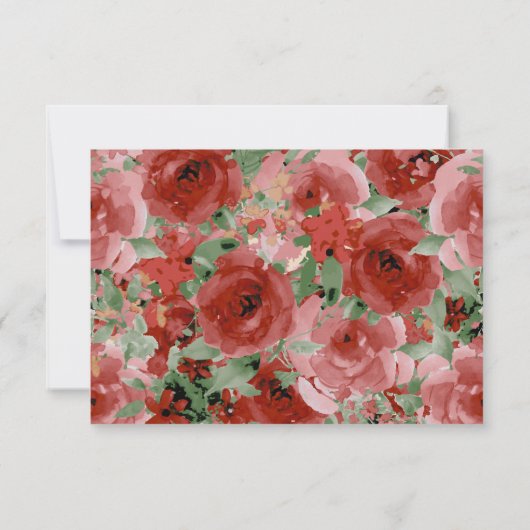 Radiant Red Waterverf Roos Response Kaarten RSVP Kaartje (Achterkant)