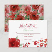 Radiant Red Waterverf Roos Response Kaarten RSVP Kaartje (Voorkant / Achterkant)