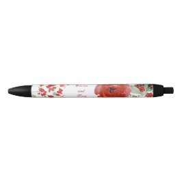 Radiant Red Waterverf Rozen Zwarte Inkt Pen