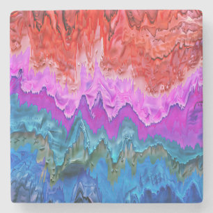 "Radiant Reflection" Kleurrijke Abstracte kunst Stenen Onderzetter