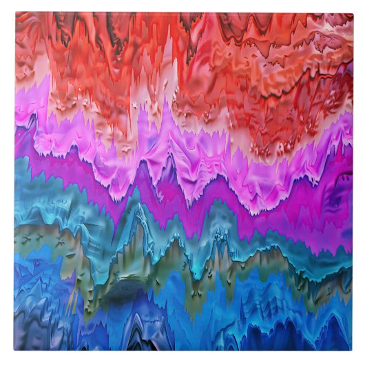 "Radiant Reflection" Kleurrijke Abstracte kunst Tegeltje (Voorkant)