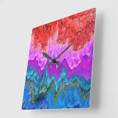 "Radiant Reflection" Kleurrijke Abstracte kunst Vierkante Klok (Hoek)