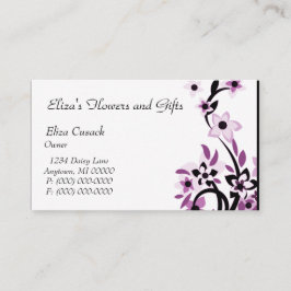Radiant Retro Flowers Visitekaartje, Eggplant Visitekaartje