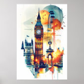 Radiant Rhapsody: London's Big-Ben en London Eye Poster (Voorkant)