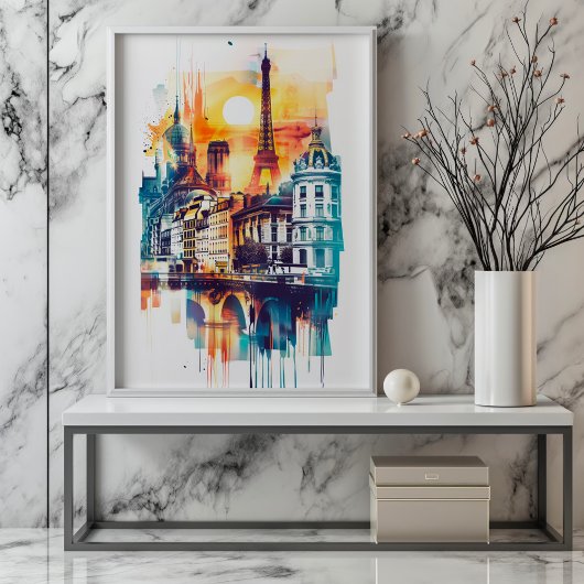 Radiant Rhapsody: Parijse Monumenten & Eiffeltoren Poster