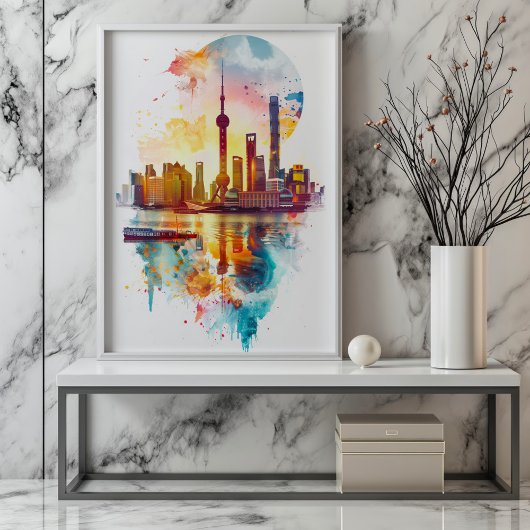 Radiant Rhapsody: Shanghai Pudong Skyline Poster