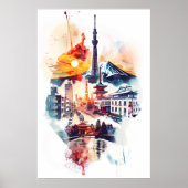 Radiant Rhapsody: Tokyo Tower en Mont Fuji Poster (Voorkant)