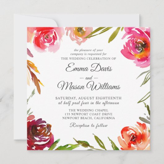 Radiant Romance Square Wedding Kaart (Voorkant)