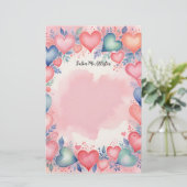 Radiant Romantic Dreamy Artistic Waterverf Hearts Briefpapier (Staand voorkant)