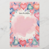 Radiant Romantic Dreamy Artistic Waterverf Hearts Briefpapier (Voorkant)