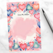 Radiant Romantic Dreamy Artistic Waterverf Hearts Briefpapier