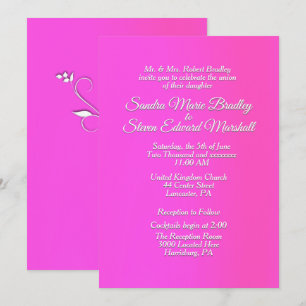 Radiant roze bruiloft uitnodiging 5 x 7 inch