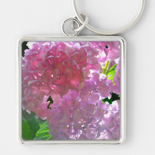 Radiant Roze hydrangeas, roze bloemen roze bloemen Sleutelhanger (Voorkant)