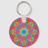 Radiant Roze Kleurrijke Boho Mandala Sleutelhanger (Voorkant)