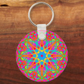Radiant Roze Kleurrijke Boho Mandala Sleutelhanger (Voorkant)