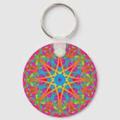 Radiant Roze Kleurrijke Boho Mandala Sleutelhanger (Achterkant)