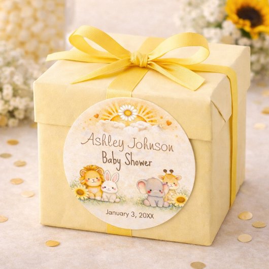 Radiant Safari Sun Jungle Emblem Ronde Sticker