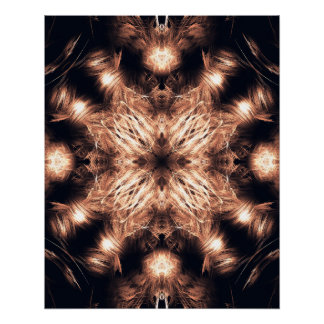 Radiant Sandstone Fractal Mandala Art Perfect Poster