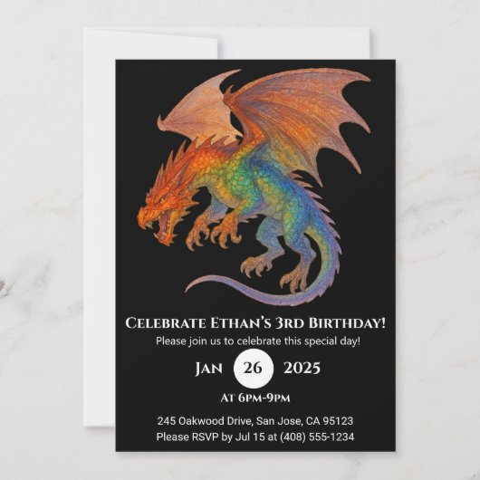 Radiant Scale Dragon Birthday Invitation Kaart (Voorkant)