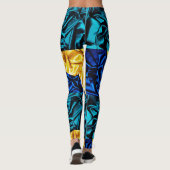 Radiant Silk Blue & Gold Leggings (Achterkant)
