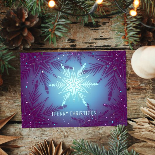 Radiant Snowflake Glow – Elegant Blue Christmas Kaart