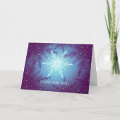 Radiant Snowflake Glow – Elegant Blue Christmas Kaart (Voorkant)