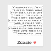 Radiant Soul Sticker –Inspiration, Joy & Self-Love (Vel)