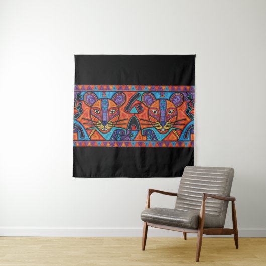 Radiant Spirit Animal Geometric Wall Tapestry Wandkleed (In situ)