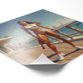 Radiant Sportief Vrouw Bodybuilder Striking A Pose Foto Afdruk (Hoek)