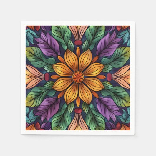 Radiant Starburst: Gele en Paarse fantasie Servet (Voorkant)