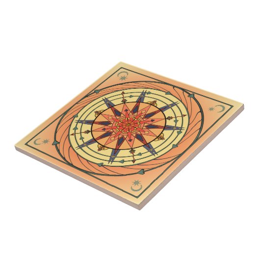 Radiant Sun  Art Mandala Ceramic Tile Tegeltje (Zijkant)