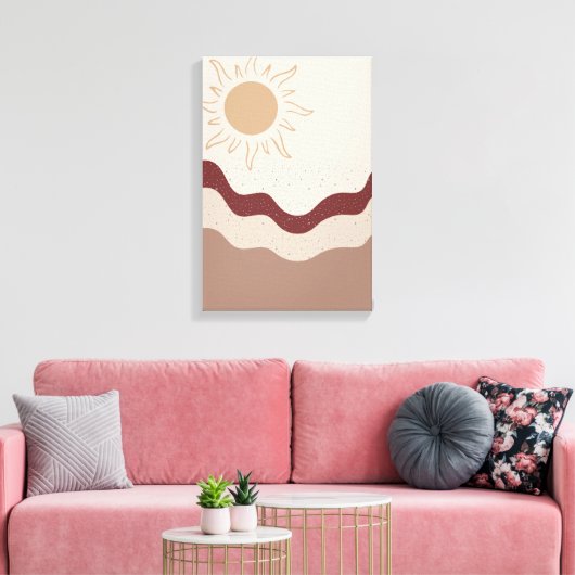 Radiant Sun Boho Art – Abstract Earth Print (Insitu (Woonkamer))