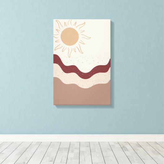 Radiant Sun Boho Art – Abstract Earth Print (Insitu (Houten vloer))