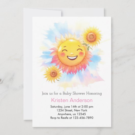 Radiant Sun Boho Meisje Baby shower Kaart (Voorkant)