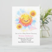 Radiant Sun Boho Meisje Baby shower Kaart (Staand voorkant)