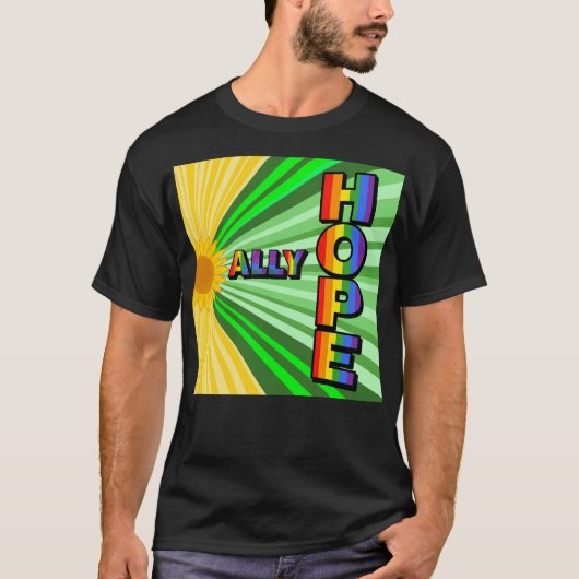 Radiant Sun "HOPE" Pride T-shirt – LGBTQ+ Support (Voorkant)