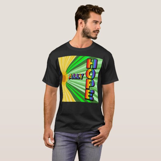 Radiant Sun "HOPE" Pride T-shirt – LGBTQ+ Support (Voorkant volledig)
