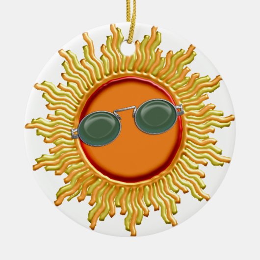 Radiant Sun met zonnebrillen Keramisch Ornament (Voorkant)