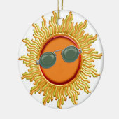 Radiant Sun met zonnebrillen Keramisch Ornament (Links)